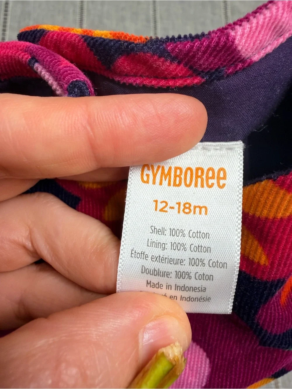 Girl's Size 12/18 M  Gymboree Purple Daisy Floral Corduroy Dress Long Sleeve